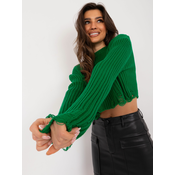 Green Short Oversize Sweater with Wool