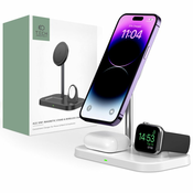BREZŽIČNI POLNILEC TECH-PROTECT QI15W A22 3IN1 MAGNETIC MAGSAFE WIRELESS CHARGER WHITE