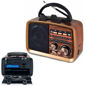 hurtnet Prenosni akumulatorski 600mAh bluetooth radio SD USB retro