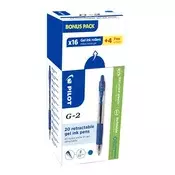 Gel olovka, 0,25 mm, s gumbom, PILOT G-2, Bonus Pack, plava BL-G2-5-20L