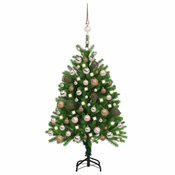 Umjetno osvijetljeno božicno drvce s kuglicama 120 cm zeleno
