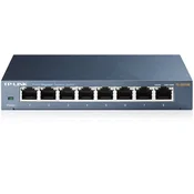 Switch TP-Link TL-SG108, 8-port Metal Gigabit Switch, 5 10/100/1000M RJ45 ports, supports GMP Snooping IEEE 802.1p QoS Plug and Play metal case