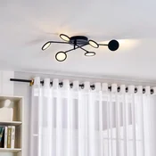 Lindby LED stropna svetilka Manel, črna, železo, dolžina 79 cm - Dnevna soba/jedilnica - Sodobni - črna, bela - Kovina