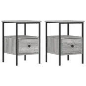 Vidaxl Nočna omarica 2 kosa siva sonoma 34x36x50 cm inženirski les