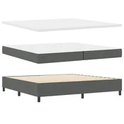 Vidaxl Postelja z vzmetnico z vzglavjem Temno siva 200 x 200 cm blago