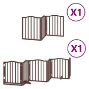 vidaXL Ograda za pse z vrati zložljiva 9 panelov rjava 450 cm les