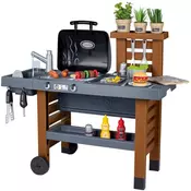 Gril na záhradu s kuchynkou Garden Kitchen Evolutive Smoby výškovo nastaviteľný +6 cm a tečúca voda z kohútika + 43 doplnkov SM312002