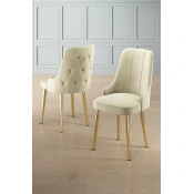 Hanah Home Set stolica Newa, 46x94x46 cm, 4 komada, Zlatno-krem boje