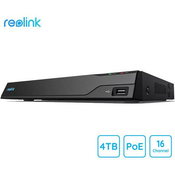 REOLINK NVS16 jedinica za snimanje, 4TB disk, povezivanje do 16 kamera, proširiva memorija do 12TB, kontinuirano snimanje, PoE instalacija, crna