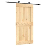 Vidaxl Drsna vrata Naravna in črna 100 x 210 cm Masiven borov les