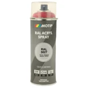 Industrijski akrilni lak sprej RAL HG 400ml Motip - RAL 3027 malina rdeča