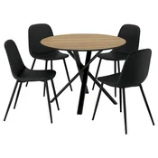 NORRMJÖLE/NORDMANSSKÄR Miza in 4 stoli, imitacija hrasta črna/Bomstad črna, 105 cm