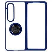 AVIZAR Ovitek Samsung Z Fold 4, odporen na udarce z držalom za prstan in trdim zadnjim delom z ucinkom dima - moder, (20639658)