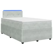 vidaXL Postelja boxspring z vzmetnico Svetlo siva 120 x 190 cm Žamet