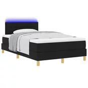 LED Box Spring Krevet s LED trakama Crna 120 x 190 cm tkanina