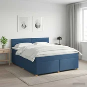 Vidaxl Postelja boxspring z vzmetnico Modra 160 x 200 cm Blago