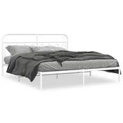 Vidaxl Kovinski posteljni okvir z vzglavjem bel 183x213 cm