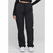 Womens nylon cargo pants black