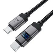 Polnilni in podatkovni 60W USB-C v USB-C kabel Acefast C15-03 z digitalnim prikazovalnikom - 1.2m - black