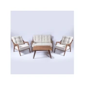 Hanah Home Garden set stol, 2 stolice i 2 sjedišta MYC01, Bijela