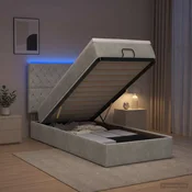 vidaXL Otomanska postelja z vzmetnico in LED Svetlo siva 80 x 200 cm