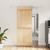 vidaXL Drsna vrata Naravna in bela 80 x 210 cm Masiven borov les
