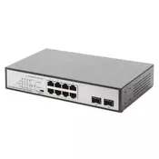 8 Port Gigabit Switch 8xRJ45 (6xPoE)+ 2G SFP 180W Support 802.3 af/at/bt standard