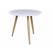 Miza Dallas 4308 Svetel les, Sijaj bela, 75cm, MDF plošča, Kovina
