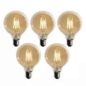 Komplet 5 E27 3-stopenjska zatemljiva LED žarnica zlata G95 4W 450lm 2700K