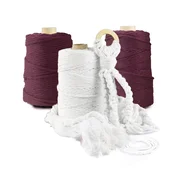 DQPP | Premium MACRAMEE GARN | 100m | 5 mm | Purpurfarbig | 100% Baumwolle | Kordel Natur | Baumwollgarn Baumwollseil | DIY ročna dekoracija