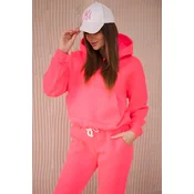 Insulated set with a sweatshirt with a tie at the bottom of the pink neon color