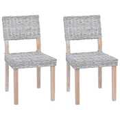 Vidaxl Jedilni stol 2 szt. Kubu rattan Bela pranja 46 x 55 x 84 cm