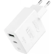 PURO PURO, Polnilnik z dvojno USB A C PD vti?nico 32 W (12 20 W) Power Delivery, Bela, (21683731)