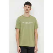 Bombažna kratka majica Michael Kors moški, zelena barva
