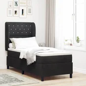 vidaXL Postelja z vzmetnico z vzmetnico Črna 200 x 80 cm Žamet