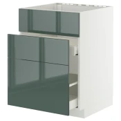 METOD / MAXIMERA Pod.element sudop. i 3front/2fioke, bela/Kallarp tamna sivozelena visokog sjaja, 60x60 cm