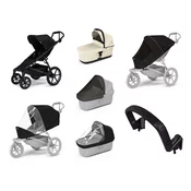 Mestni voziček Thule Urban Glide 4-wheel Black + Bassinet Soft beige SET 7in1