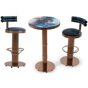 Casa Padrino luxury bar furniture set black/copper - 1 Bar Table & 2 Bar Stools