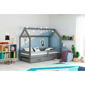 Otroška postelja Domek - 80x160 cm - grafit-grafit
