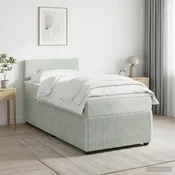 vidaXL Postelja boxspring z vzmetnico Svetlo siva 100 x 200 cm Žamet