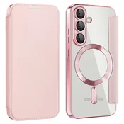 GS Ovitek za Samsung Galaxy A27 5G z RFID denarnico MagSafe z zaščito kamere, roza