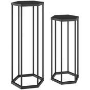Homestar Set stojal za rastline šestkotni kovinski držali za lončke 31x27x75 cm črna