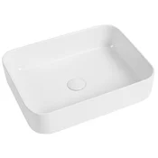 Pravokotni umivalnik za pult 50x40x13,5 cm, sijajno bel -