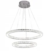 DE STROPNA SVETILKA VISEČA LED LESTENCA Z DALJINSKIM UPRAVLJALNIKOM 2 OBROČA 40+60cm kristal