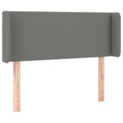 Vidaxl Vzglavje z ušesi temno sivo 93x16x78/88 cm blago