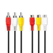 Nedis Kompozitni video kabel | 3x RCA moški | 3x RCA ženski | Ponikljano | 480p | 2,00 m | Okrogla | PVC | Črna | Oznaka
