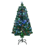 HOMCOM Božično drevo z optičnimi vlakni 120cm umetno božično drevo z 16 LED lučmi v 3 barvah in veje iz PVC
