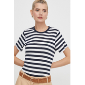 Bombažna kratka majica Pepe Jeans ženski, mornarsko modra barva