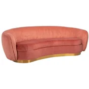 Casa Padrino luxury sofa pink/gold 221 x 98 x H. 72 cm - Curved living room sofa - Living room furniture - Living room furnishings - Luxury furniture - Luxury furnishings - Furniture luxury