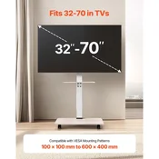 VEVOR TV regal na kolesih, mobilni voziček, 660x380x1365 mm, nastavljiv